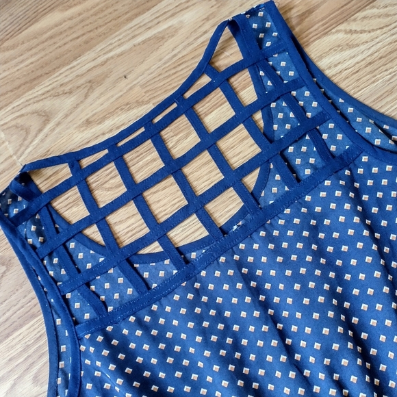 Anthropology Blu Pepper Women’s Size Medium Blue Sundress Dress Lattice Back - Picture 4 of 10